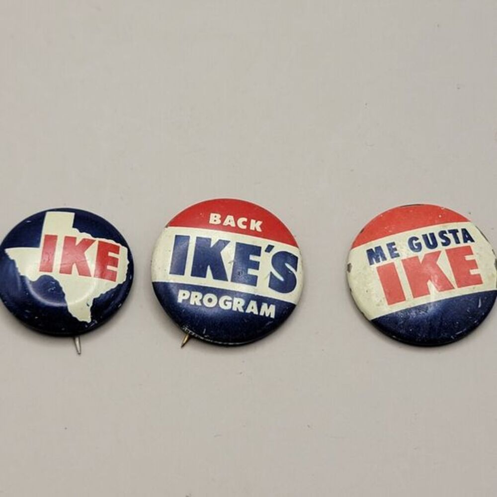 3 Vintage Political Campaign Pin Button 1952 Me Gusta IKE Eisenhower GOP